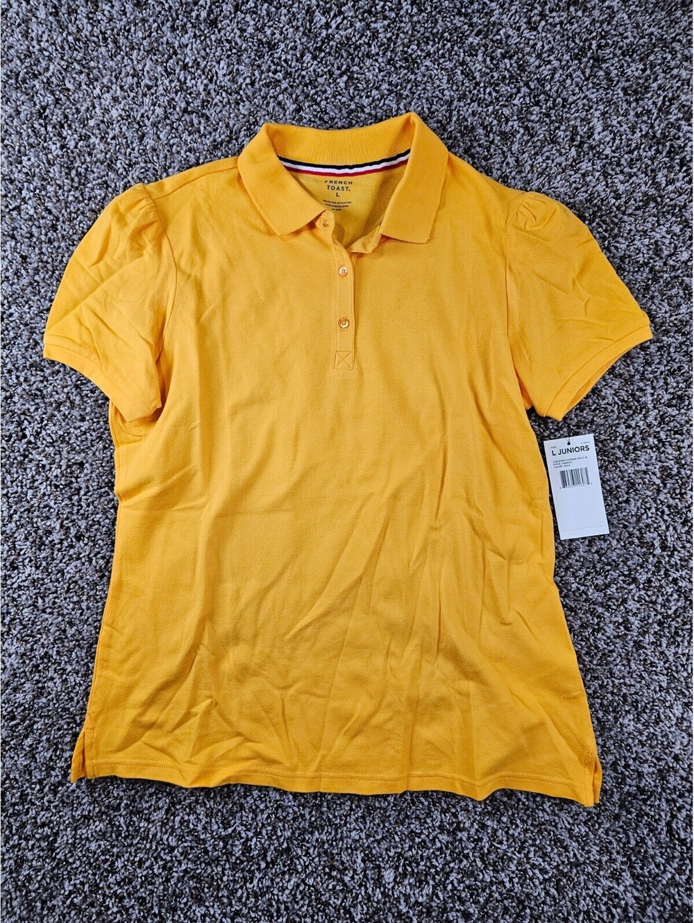 French Toast Girls Sz L Short Sleeve Polo Uniform Shirt Gold Yellow NEW